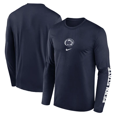 Men's Nike Navy Penn State Nittany Lions Primetime Center Lockup Two-Hit Legend Performance Long Sleeve T-Shirt