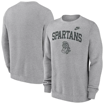 Men's Nike Heather Gray Michigan State Spartans Legacy Classic Pullover Sweatshirt