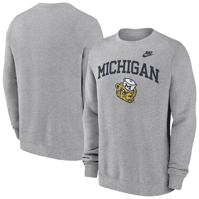 Men's Nike Heather Gray Michigan Wolverines Legacy Classic Pullover Sweatshirt
