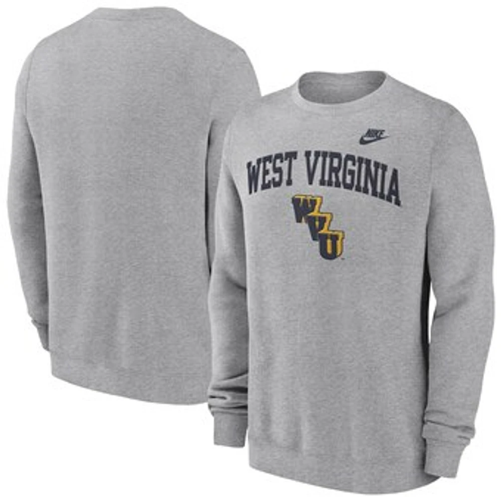 Men's Nike Heather Gray West Virginia Mountaineers Legacy Classic Pullover Sweatshirt