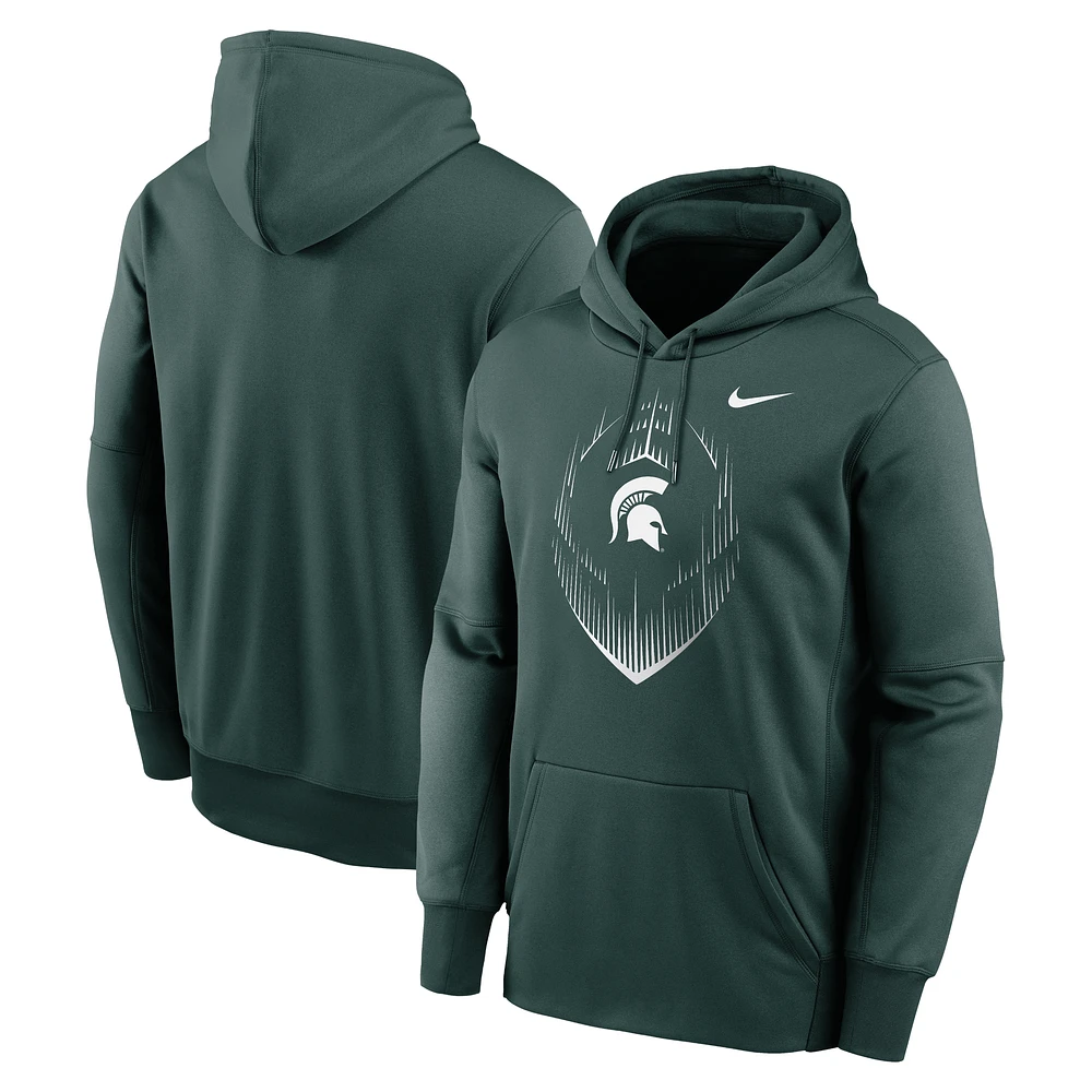 Men's Nike Green Michigan State Spartans Icon Football Performance Pullover Hoodie