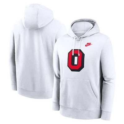 Men's Nike White Ohio State Buckeyes Legacy Logo Club Fleece Pullover Hoodie
