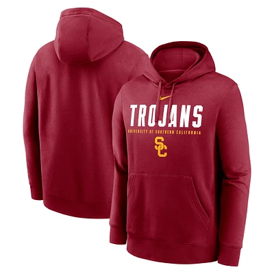 Men's Nike Cardinal USC Trojans Primetime Dynamic Mascot Club Fleece Pullover Hoodie