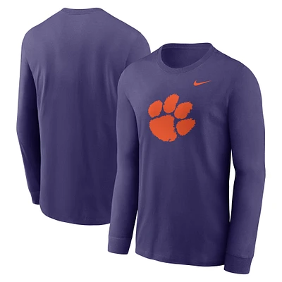 Men's Nike Purple Clemson Tigers Primary Logo Long Sleeve T-Shirt