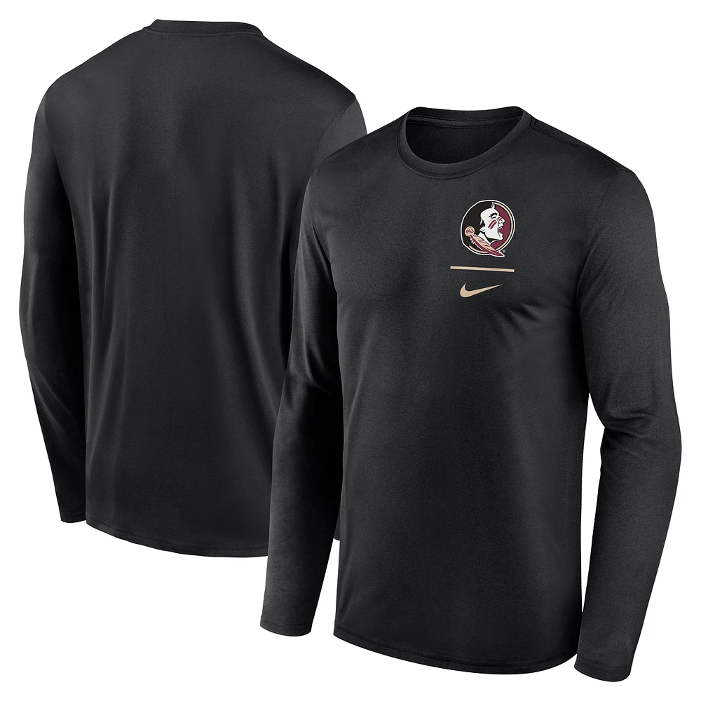 Men's Nike Black Florida State Seminoles Primary Stack Legend Performance Long Sleeve T-Shirt