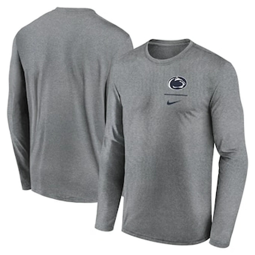 Men's Nike Heather Gray Penn State Nittany Lions Primary Stack Legend Performance Long Sleeve T-Shirt