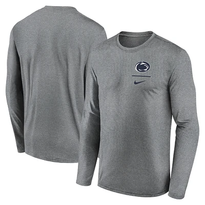 Men's Nike Heather Gray Penn State Nittany Lions Primary Stack Legend Performance Long Sleeve T-Shirt