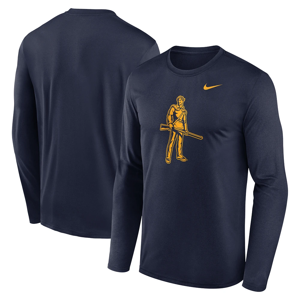 Men's Nike Navy West Virginia Mountaineers Primetime Alternate Logo Legend Performance Long Sleeve T-Shirt