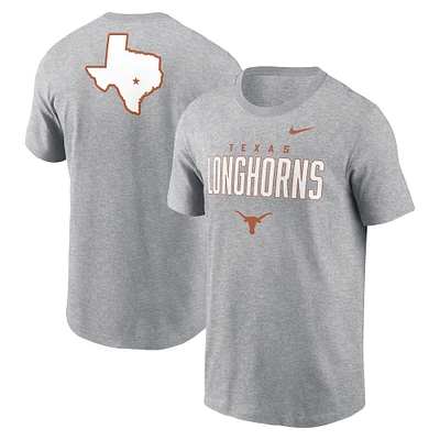 Men's Nike Heather Gray Texas Longhorns Campus 2-Hit Primary Mascot T-Shirt