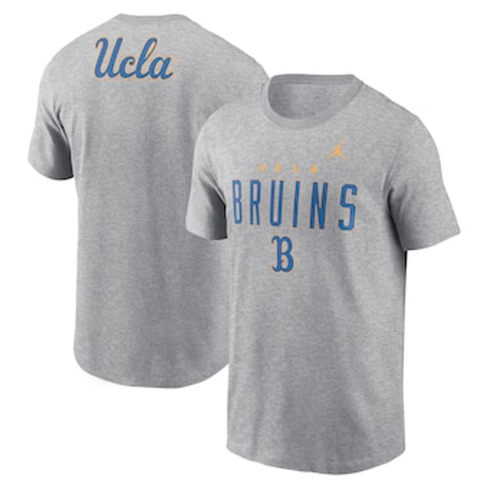 Men's Jordan Brand Heather Gray UCLA Bruins Campus 2-Hit Primary Mascot T-Shirt