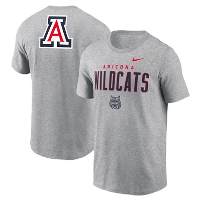 Men's Nike Heather Gray Arizona Wildcats Campus 2-Hit Primary Mascot T-Shirt