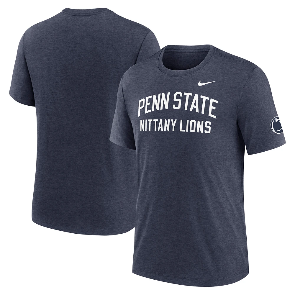 Men's Nike Heather Navy Penn State Nittany Lions Campus Collegiate Block Tri-Blend T-Shirt