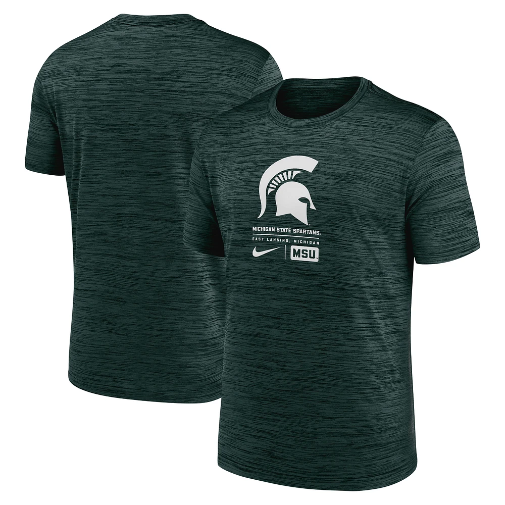 Men's Nike Green Michigan State Spartans Campus Center Block Velocity Performance T-Shirt