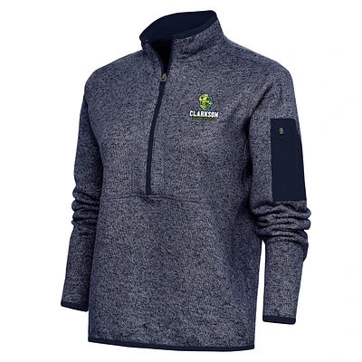 Women's Antigua Heather Navy Clarkson Golden Knights Fortune Digital Thermal Half-Zip Jacket