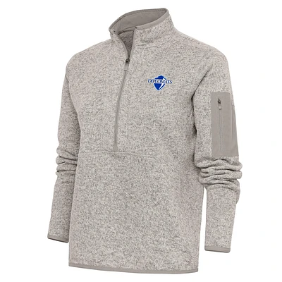 Women's Antigua Oatmeal Franklin & Marshall Diplomats Fortune Digital Thermal Half-Zip Jacket