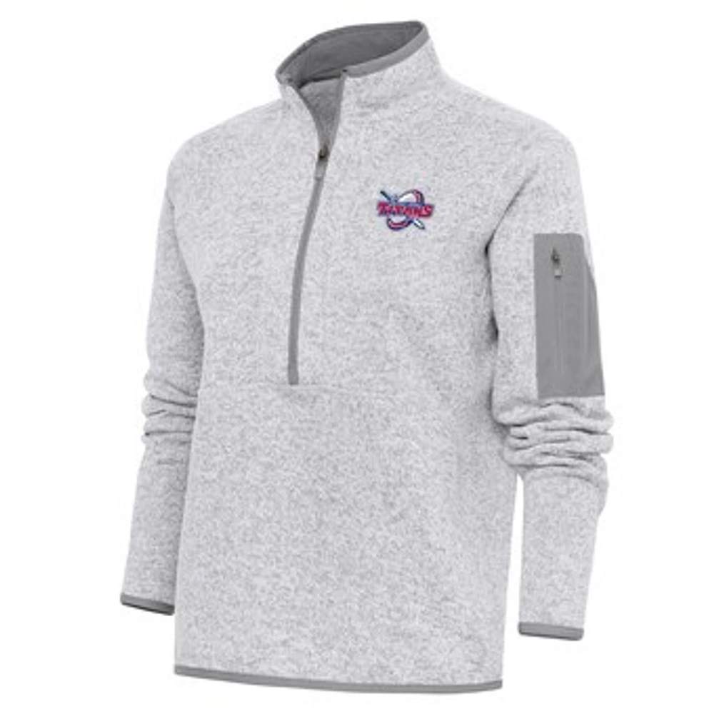 Women's Antigua Heather Gray Detroit Mercy Titans Fortune Digital Thermal Half-Zip Jacket