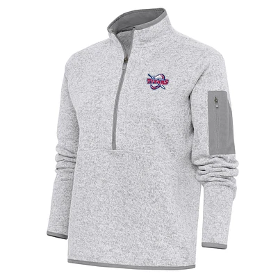 Women's Antigua Heather Gray Detroit Mercy Titans Fortune Digital Thermal Half-Zip Jacket