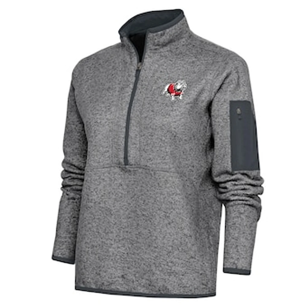 Women's Antigua Heather Charcoal Gardner-Webb Bulldogs Fortune Digital Thermal Half-Zip Jacket