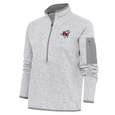 Women's Antigua Heather Gray Gardner-Webb Bulldogs Fortune Digital Thermal Half-Zip Jacket