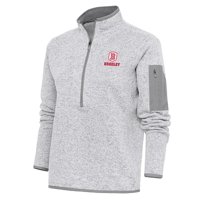 Women's Antigua Heather Gray Bradley Braves Fortune Digital Thermal Half-Zip Jacket