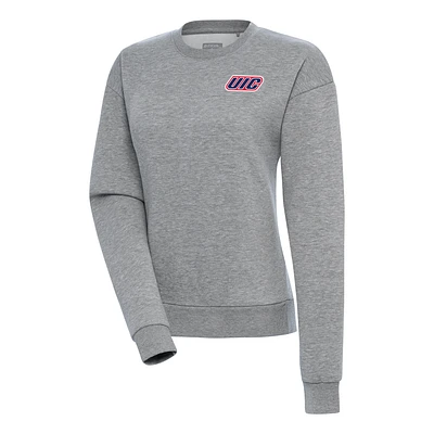 Women's Antigua Heather Gray UIC Flames Victory Digital Thermal Pullover Sweatshirt