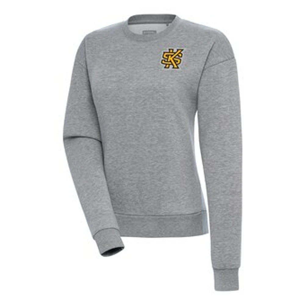 Women's Antigua Heather Gray Kennesaw State Owls Victory Digital Thermal Pullover Sweatshirt