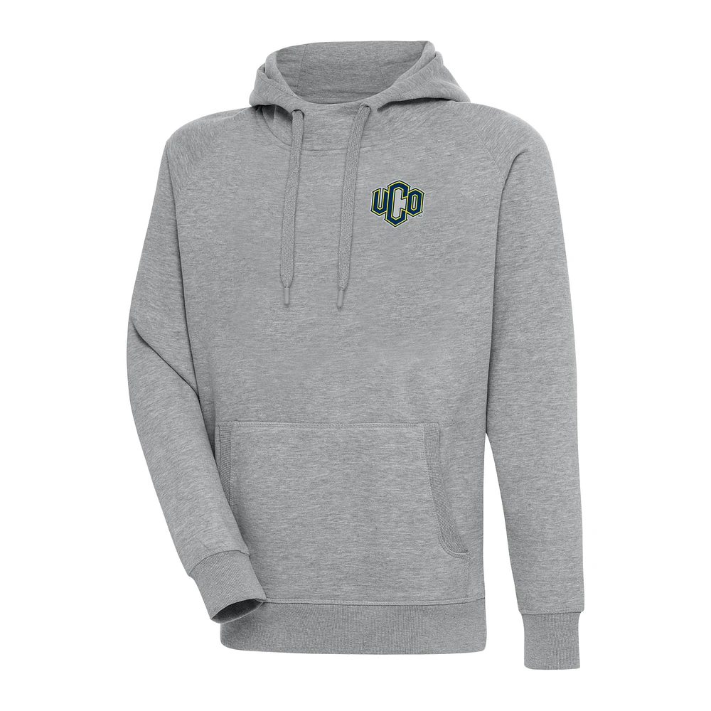 Men's Antigua Heather Gray Central Oklahoma Bronchos Victory Digital Thermal Raglan Pullover Hoodie