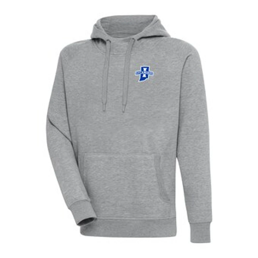 Men's Antigua Heather Gray Indiana State Sycamores Victory Digital Thermal Raglan Pullover Hoodie