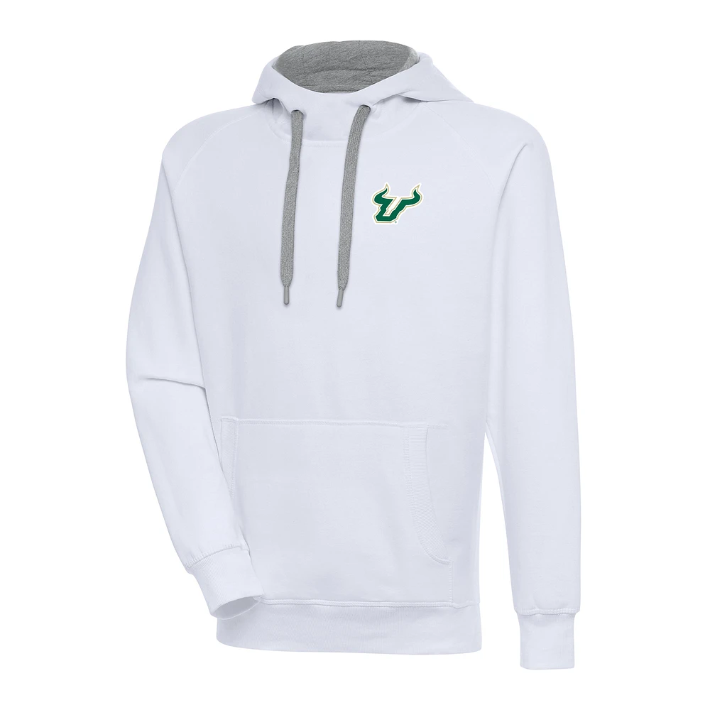 Men's Antigua White South Florida Bulls Victory Digital Thermal Raglan Pullover Hoodie