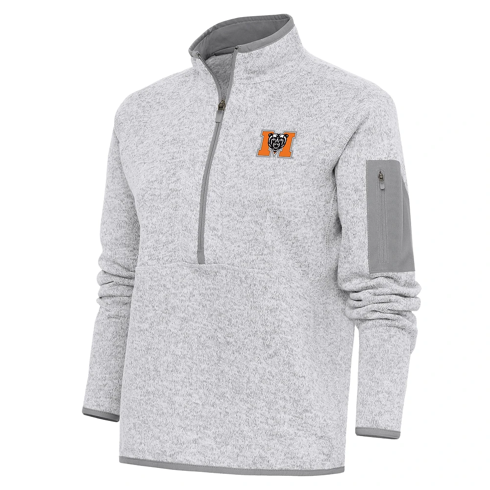 Women's Antigua Heather Gray Mercer Bears Fortune Half-Zip Jacket