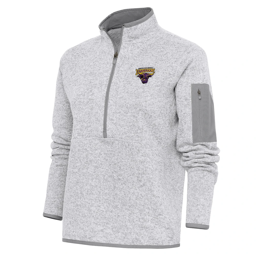 Women's Antigua Heather Gray Minnesota State University, Mankato Fortune Half-Zip Jacket