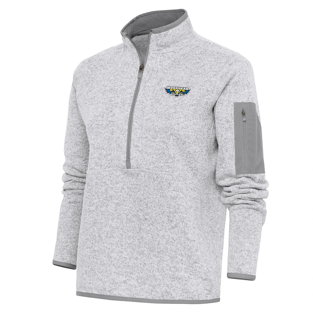 Women's Antigua Heather Gray Morehead State Eagles Fortune Half-Zip Jacket
