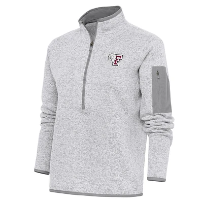 Women's Antigua Heather Gray Fordham Rams Fortune Half-Zip Jacket