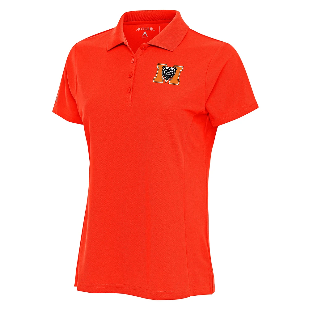 Women's Antigua Orange Mercer Bears Legacy Pique Polo