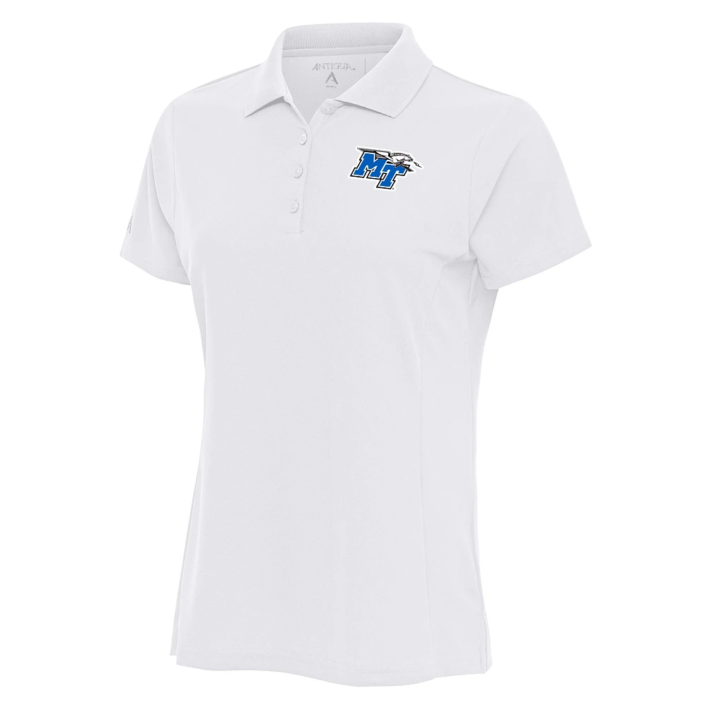 Women's Antigua White Middle Tennessee State University Lightning Legacy Pique Polo