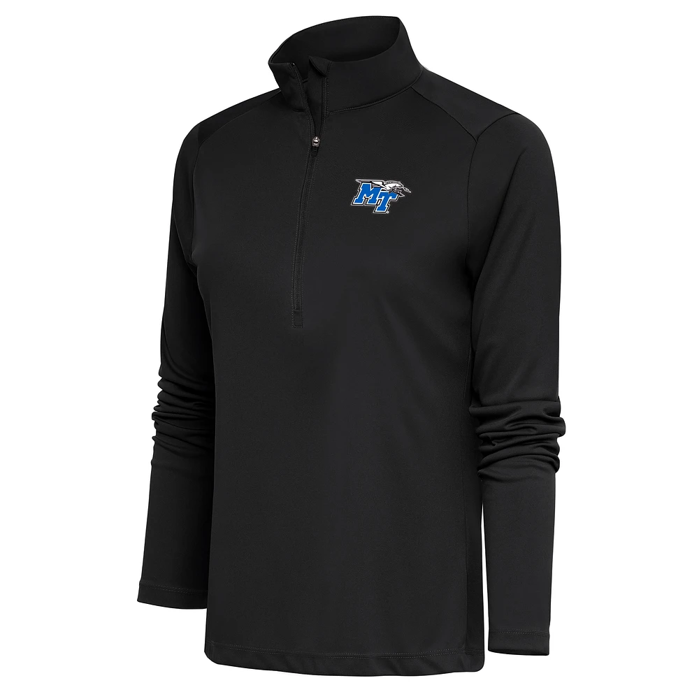 Women's Antigua Black Middle Tennessee State University Lightning Tribute Half-Zip Top