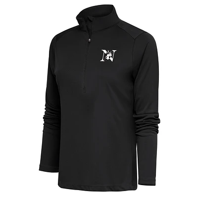 Women's Antigua Black Northeastern Huskies Tribute Half-Zip Top