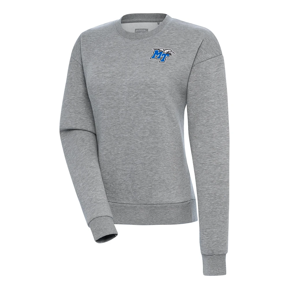 Women's Antigua Heather Gray Middle Tennessee State University Lightning Victory Pullover Sweatshirt
