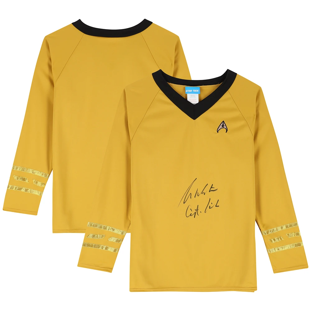 William Shatner Star Trek Autographed Classic Star Trek Adult Costume Shirt with "Captain Kirk" Inscription
