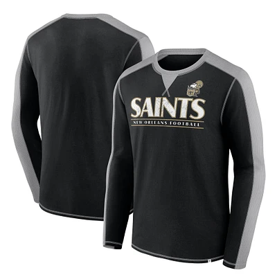 Men's Fanatics Black/Gray New Orleans Saints Behind the Line Long Sleeve T-Shirt