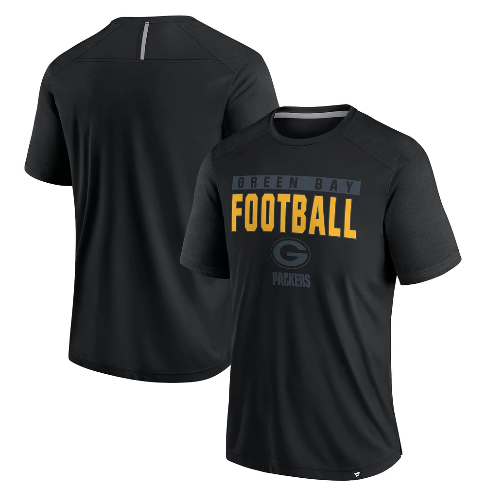 Men's Fanatics Black Green Bay Packers Defender Blackout T-Shirt