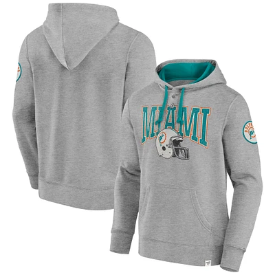 Men's Fanatics Heather Gray Miami Dolphins Label Maker Pullover Hoodie