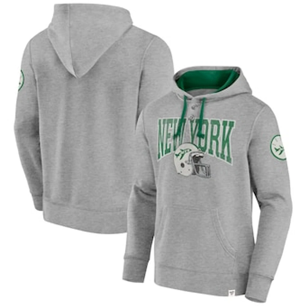 Men's Fanatics Heather Gray New York Jets Label Maker Pullover Hoodie