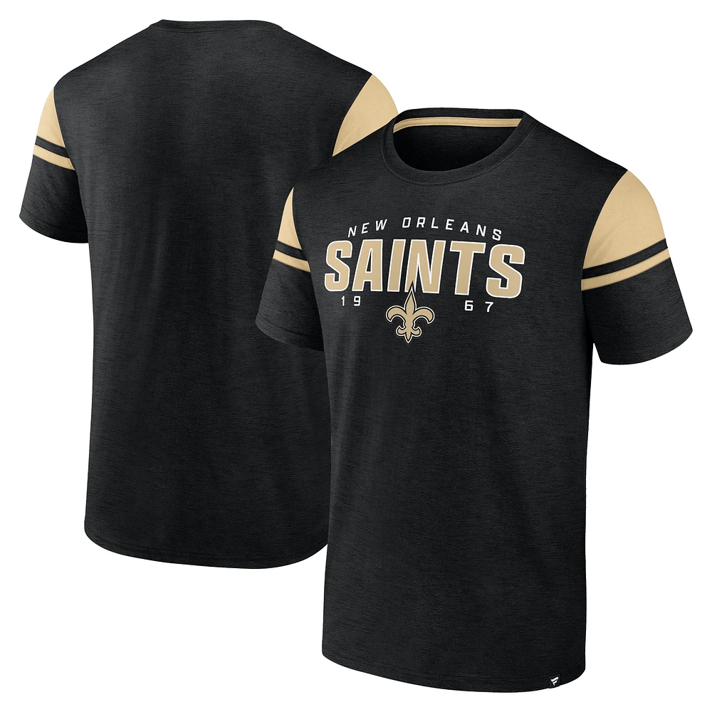 Men's Fanatics Black New Orleans Saints Old School Play Slub T-Shirt