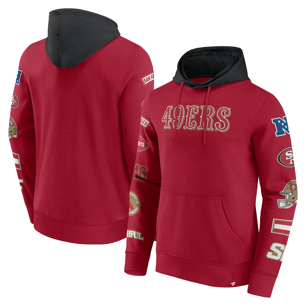 Men's Fanatics Scarlet/Black San Francisco 49ers Patched Out Pullover Hoodie