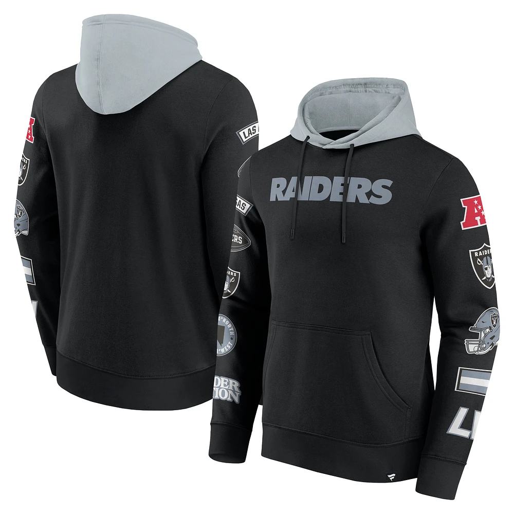 Men's Fanatics Black/Gray Las Vegas Raiders Patched Out Pullover Hoodie