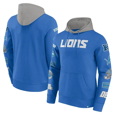 Men's Fanatics Blue/Gray Detroit Lions Patched Out Pullover Hoodie