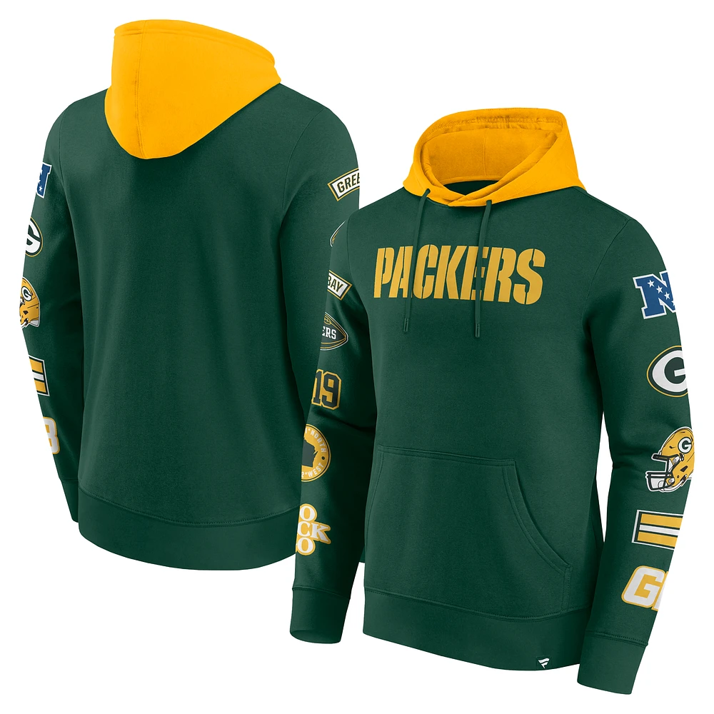 Men's Fanatics Green/Gold Green Bay Packers Patched Out Pullover Hoodie