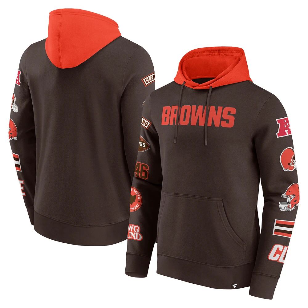 Men's Fanatics Brown/Orange Cleveland Browns Patched Out Pullover Hoodie