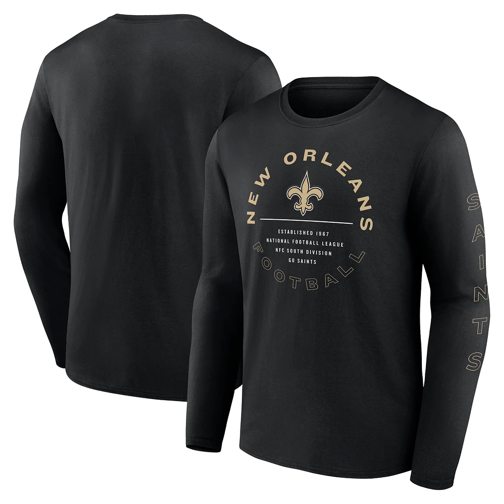 Men's Fanatics Black New Orleans Saints Stat Sheet Long Sleeve T-Shirt